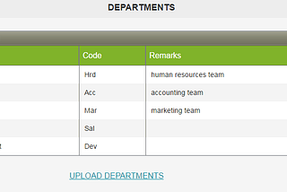 Payroll: Upload Department Template