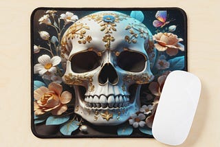 Title: Embrace Elegance and Edge with Floral Skull Pattern Mouse Pad
