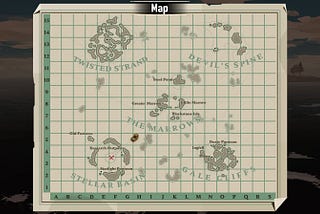 Old sea map from video game Dredge