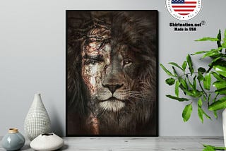 HOT Lion and Jesus poster, canvas