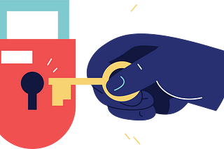 vector illustration inserting a key into a padlock