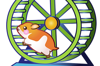 graphic of a hamster running inside an exercise wheel