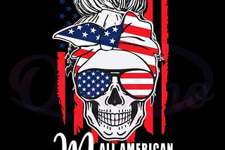 All American Mama USA Flag Messy Bun Svg Digital File