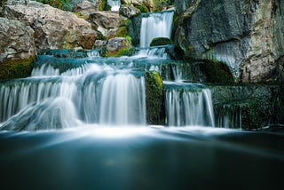 Picture of a waterfall to illustrate the waterfall software development model