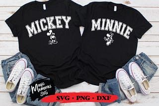 SVG, Mickey and minnie varsity  Digital Download, PNG and DXF cut file, minnie digital download, mickey digital download, family trip