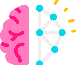 a brain next to connected neurons firing up