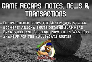 Frontier League Game Recaps, Notes, News & Transactions — June 9, 2021