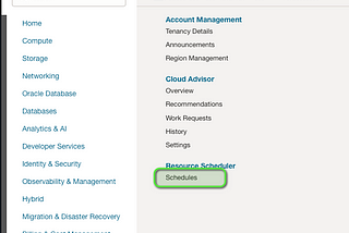 OCI resource scheduler