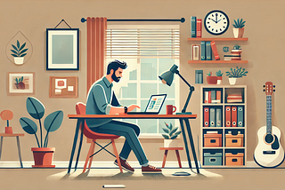 man working on his business on a laptop at home