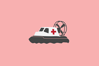 Drawing of a hovercraft with a red cross on it