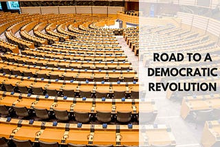 Interior of the meeting room of the European parliament in Brussels, Belgium