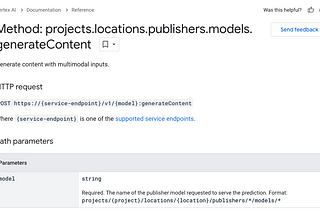 Vertex AI Gemini generateContent (non-streaming) API