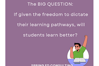 The BIG QUESTION: 
If given the freedom to dictate their learning pathways, will students learn…