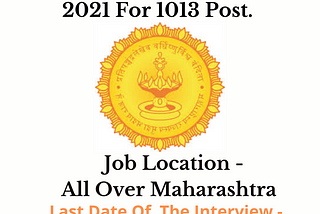 Maha Bhulekh Recruitment 2021 For 1013 Post /Maha भुलेख मार्फ़त 1013 पदाच्या भर्ती.