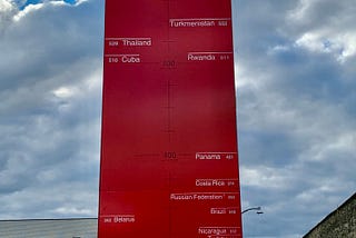 A monument at the Eastern State Penitentiary in Philadelphia, PA, that illustrates the incarceration rate in the United States