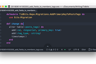 tidbits: Elixir Ecto — Migration to add a primary key to a join schema