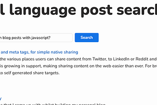 Natural language search for blog posts using TensorflowJS