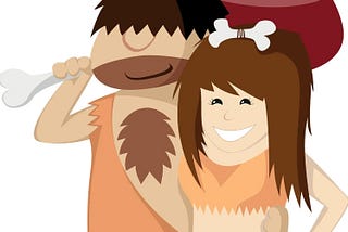 Cartoon of caveman and cavewoman