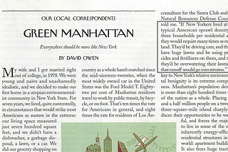 Green Manhattan, Why New York City is the Greenest City in America