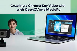 Thumbnail image showing the before and after effect of applying chroma key to a video. The left side displays the original green screen setup, while the right side showcases the same frame with the green screen replaced by another video background.
