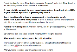 Video is Audio First