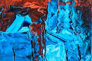Blue and Red Abstract Painting, symbolizing Chaos.