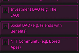 Categories of web3 DAO design