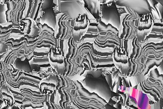 Abstract digital art with warped, liquefied surfaces, and chaotic textures, featuring a vibrant focal point of vitality.