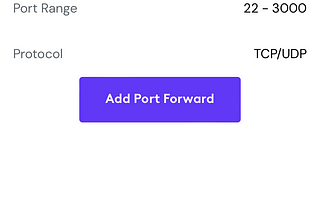 Xfinity port forwarding page.
