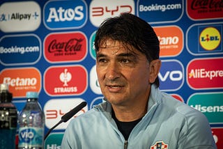 Zlatko Dalić at a press conference before the match against Albania in Hamburg