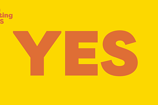 Official Yes campaign graphic with “I’m voting YES” in orange on a yellow background in sans serif font.