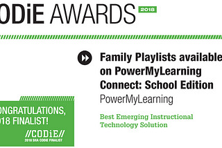 PowerMyLearning’s Family Playlists Named SIIA Education Technology CODiE Award Finalist