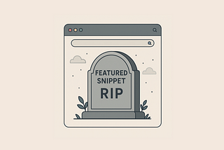 Search window with empty search bar and gravestone reading Featured Snippet RIP