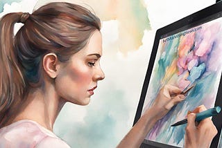 Digital image of an artist using a tablet.