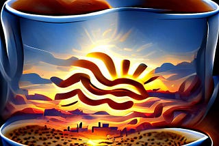 gm. “Sunrise like a warm cup of coffee” via Abraham.ai