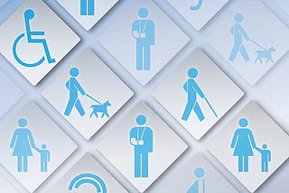 Icons in mosaic displaying different types of disabilities.