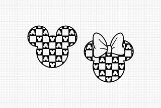 Checkered Mouse, Mickey Minnie Mouse, Movie, Retro, Ears Head Bow, Svg Png Dxf Formats, Cut, Cricut, Silhouette