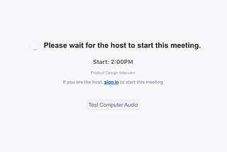 Waiting to start a meeting screen on zoom