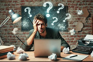 man with question marks