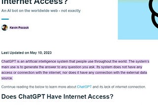 ChatGPT and internet access ?