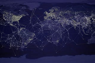 Map of the world with a network overlay
