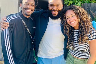 Joe and Jasmine with Anthony Anderson for Planters commercial.