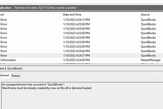 QB Errors in Application Event Viewer