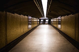 Empty underground hallway