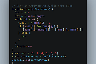 Coding: Sort an Array using Cyclic Sort Algorithm in JavaScript