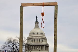 A noose in front of the capitol building on the day of the insurrection
