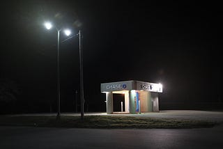 Chasing dollars. Photo of a Chase ATM at night.