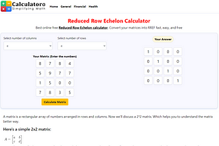 Reduced Row Echelon Calculator