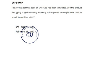 EAT Swap will go live in mid-March