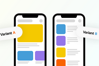Two mobile screens showing two layout options to depict A/B testing